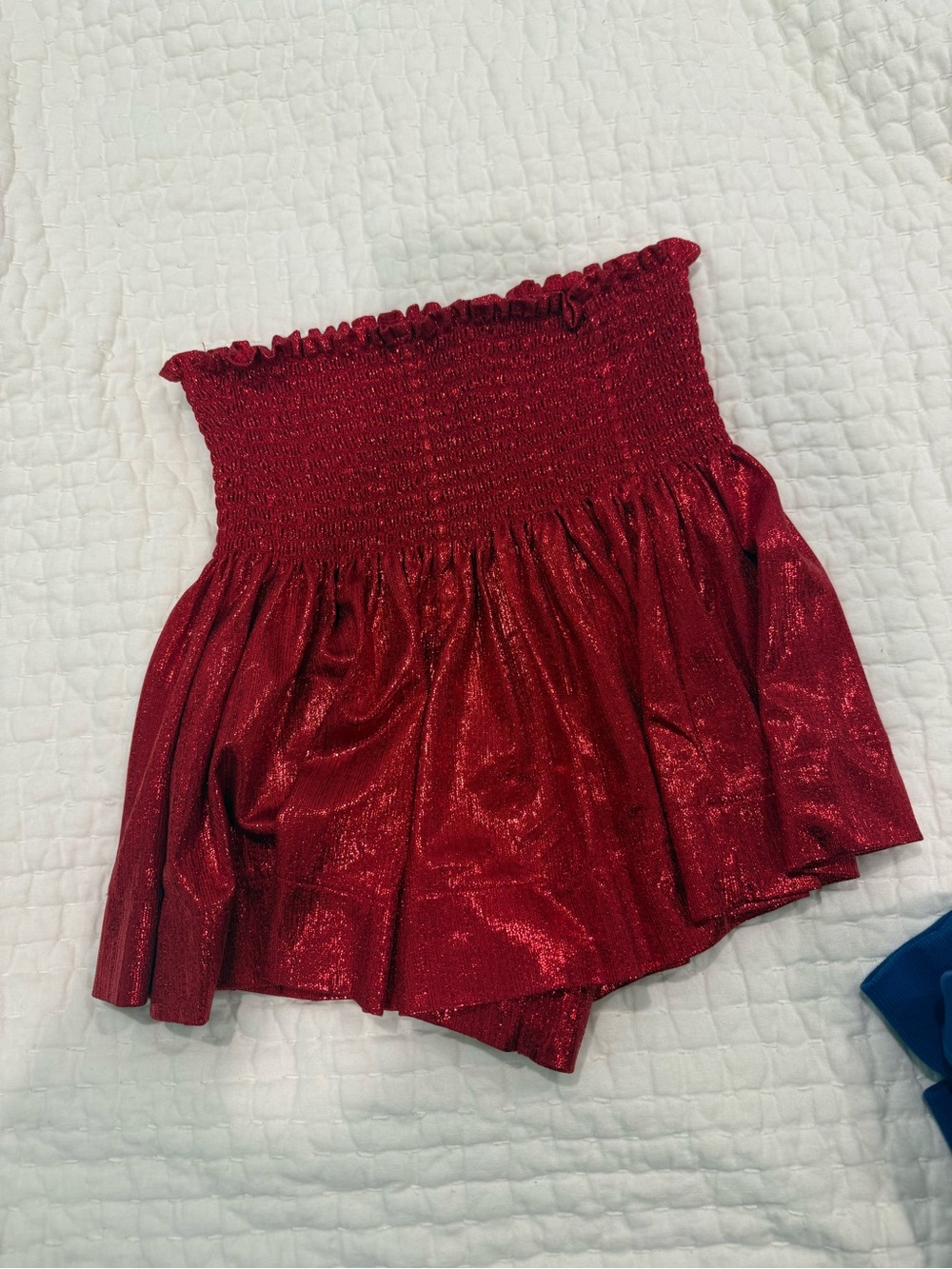 Red Shimmery Smocked Skirt